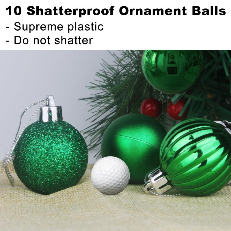 GameXcel Emerald Green 3.2" Large Christmas Balls - Christmas Tree Decoration Ornaments Shatterproof Hanging Balls for Birthday Halloween Holiday Wedding Decorations Set of 10pcs - Image 3